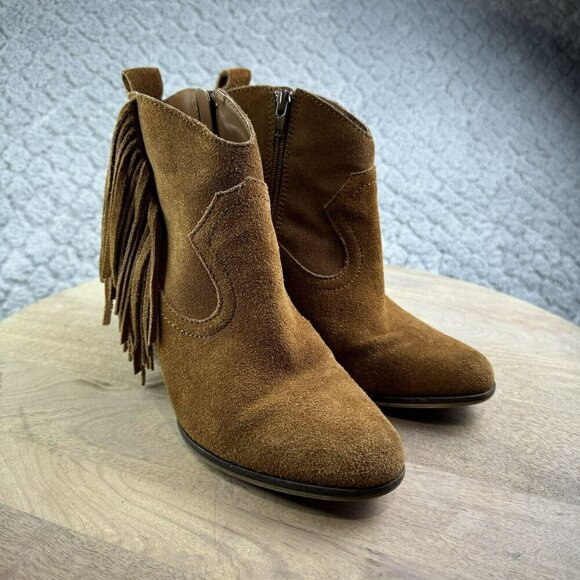 Steve Madden Ohio Brown Suede Fringe Ankle Boots With Zipper‎ Womens Size 7.5 - Picture 11 of 11
